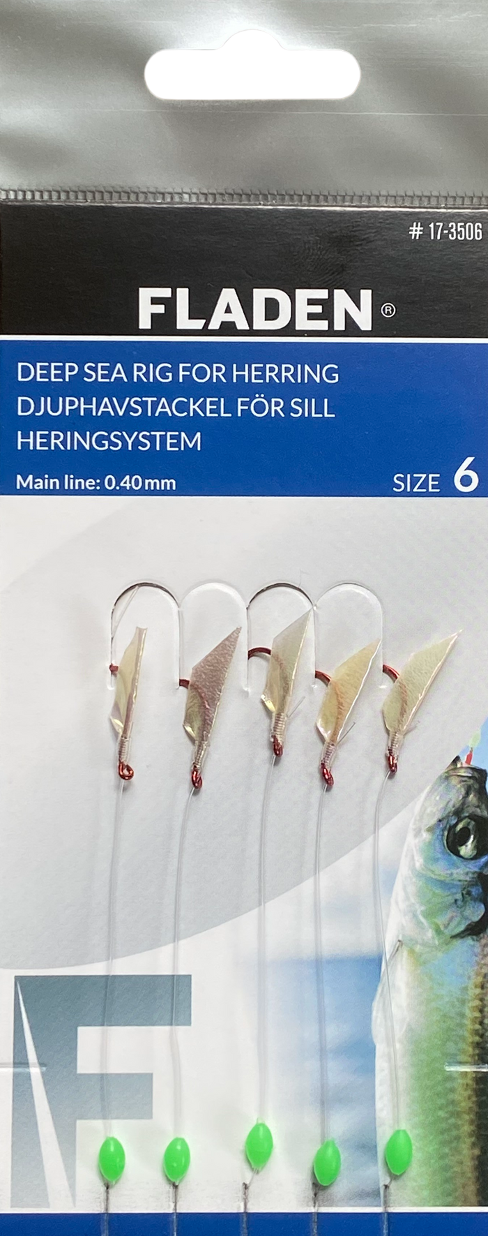 Set of five small hooks rigged for catching bait fish