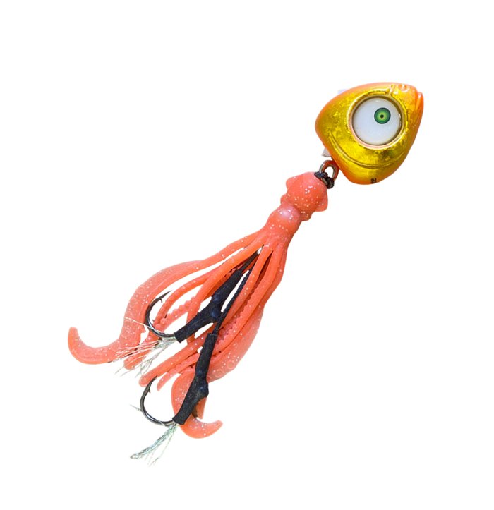 Glowbite Grumpy Squid slow pitch lure for catching many different demersal species around the world