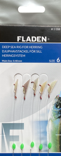 Set of five small hooks rigged for catching bait fish