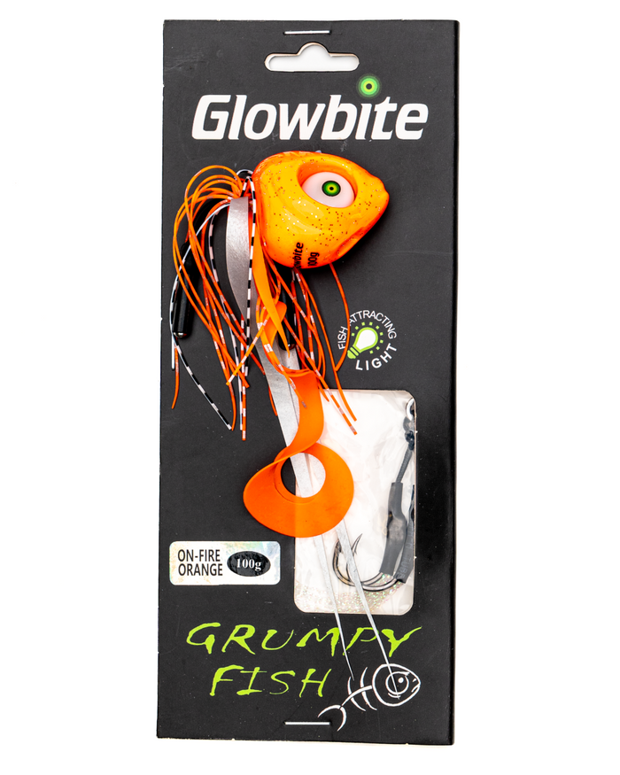 slider lure glowbite on fire orange in packet